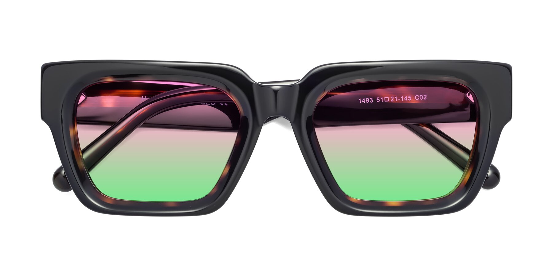 Folded Front of Hardy in Tortoise with Pink / Green Gradient Lenses