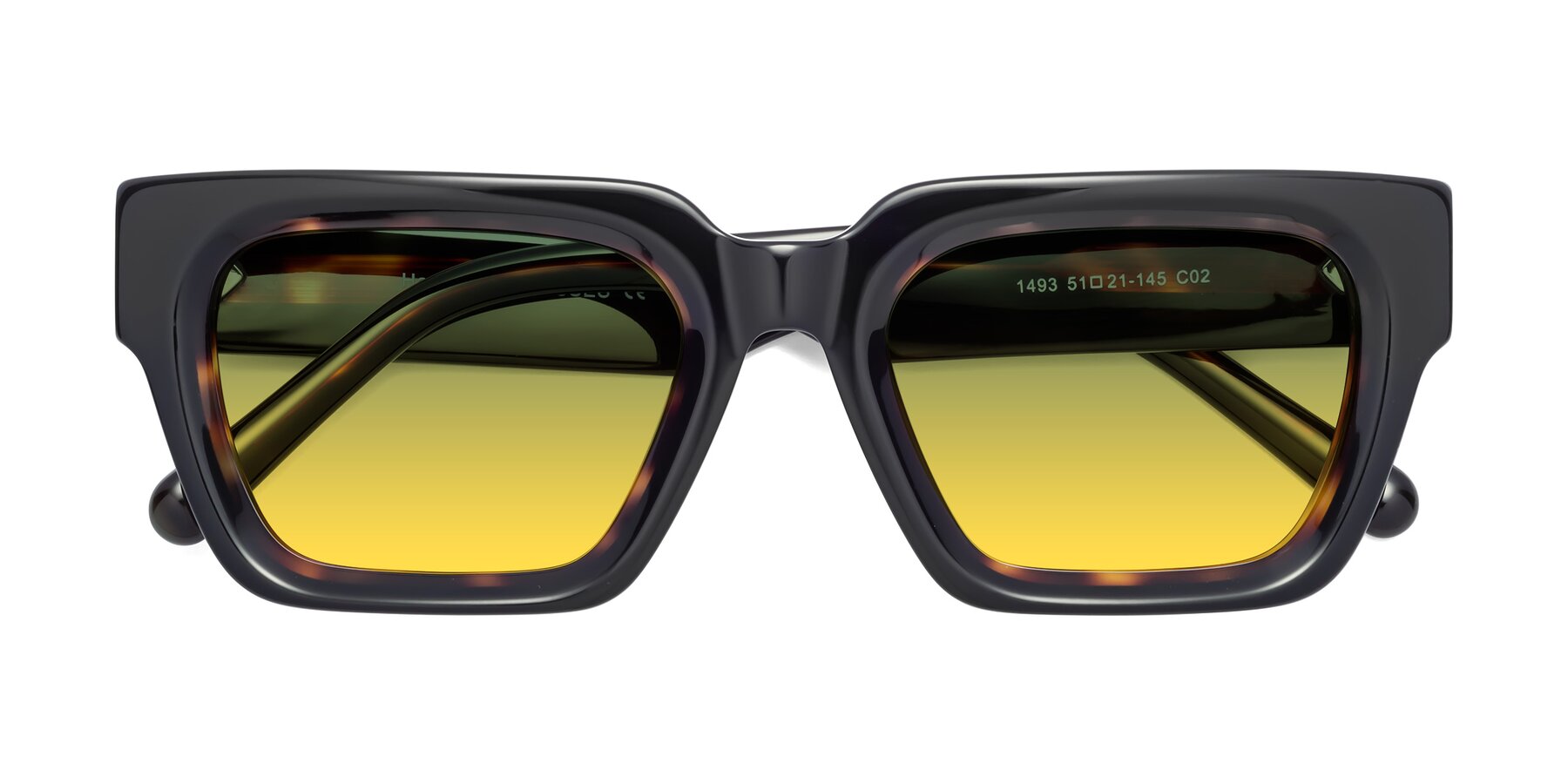 Folded Front of Hardy in Tortoise with Green / Yellow Gradient Lenses