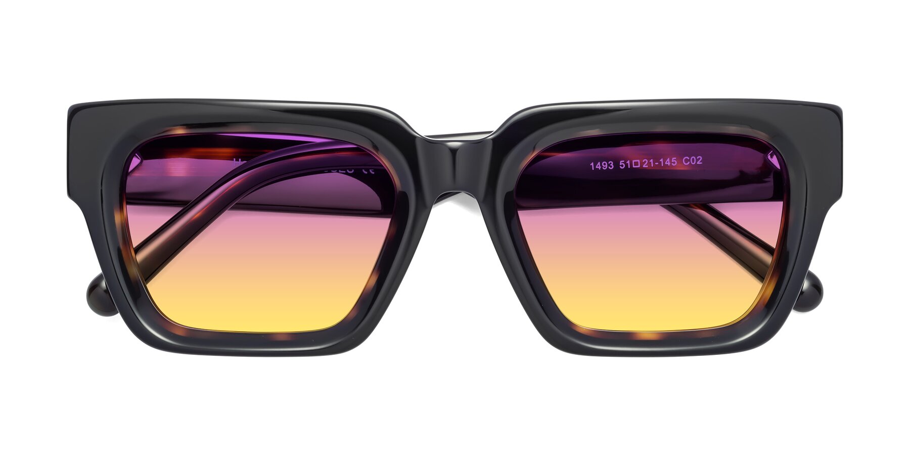 Folded Front of Hardy in Tortoise with Purple / Yellow Gradient Lenses