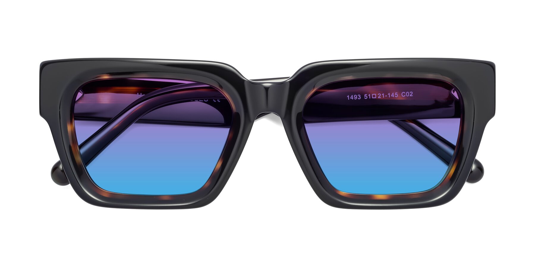 Folded Front of Hardy in Tortoise with Purple / Blue Gradient Lenses