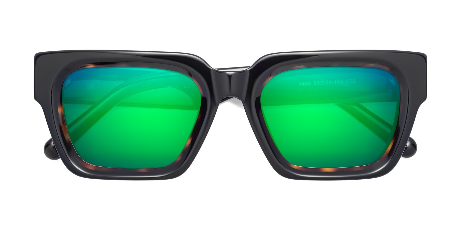 Folded Front of Hardy in Tortoise with Green Mirrored Lenses