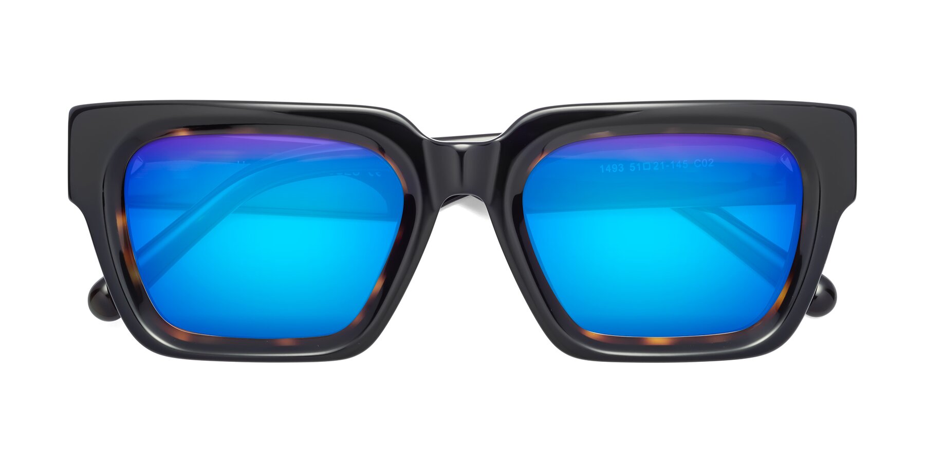 Folded Front of Hardy in Tortoise with Blue Mirrored Lenses