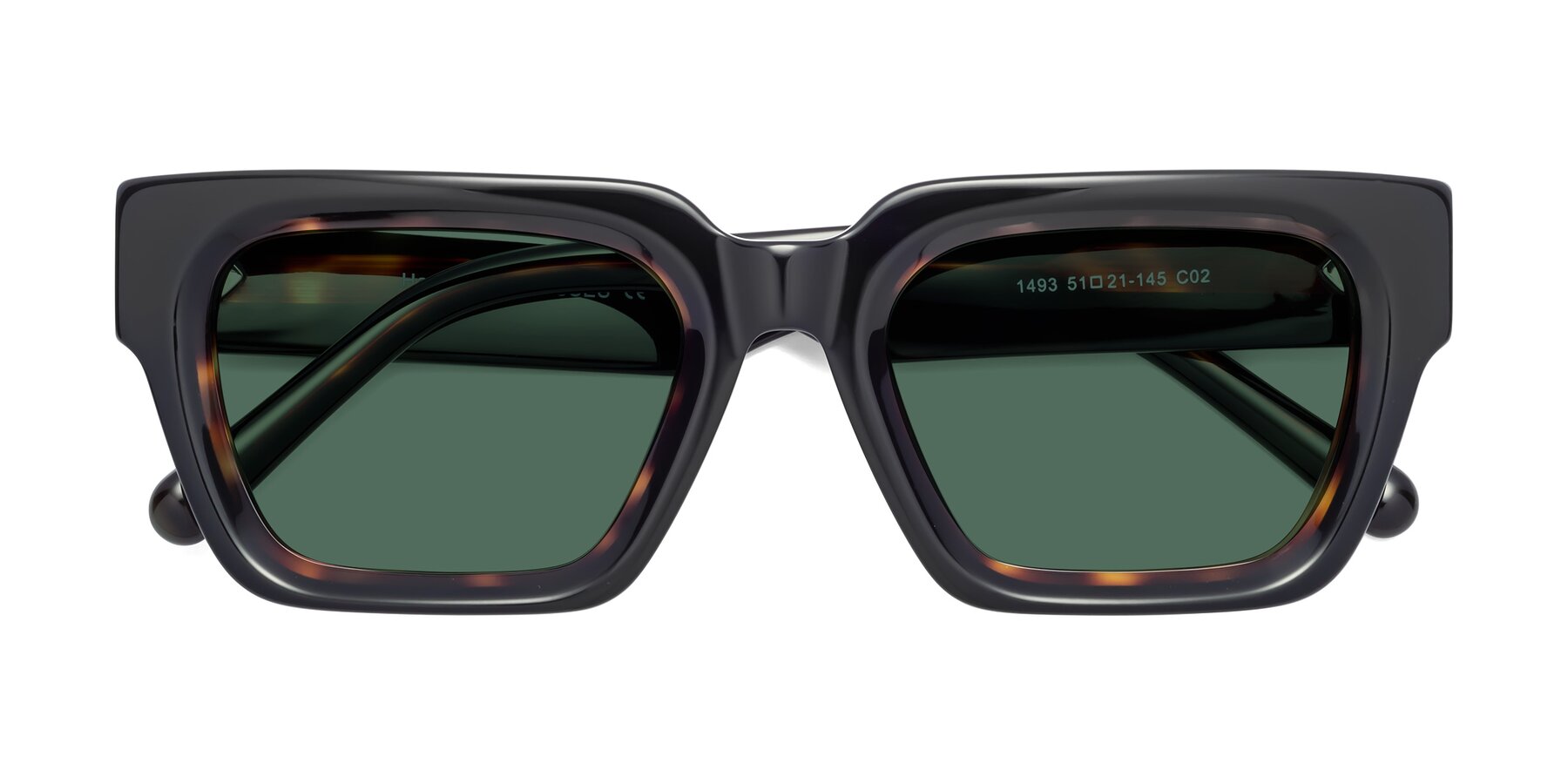 Folded Front of Hardy in Tortoise with Green Polarized Lenses