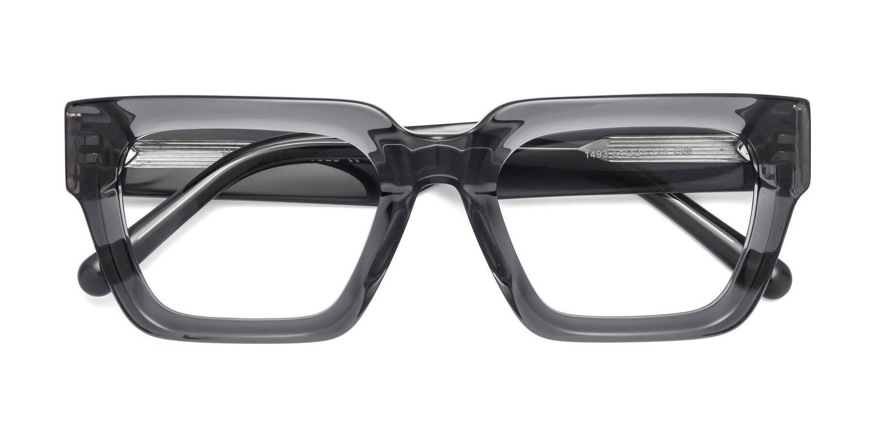 Folded Front of Hardy in Translucent Gray with Clear Eyeglass Lenses