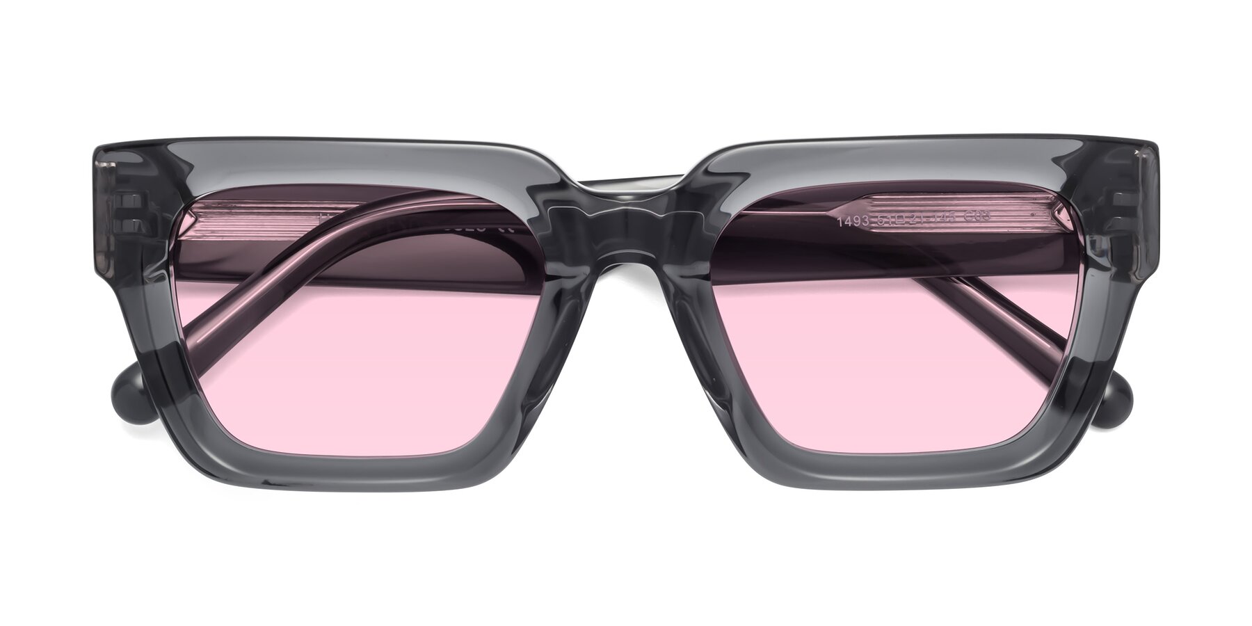 Folded Front of Hardy in Translucent Gray with Light Pink Tinted Lenses