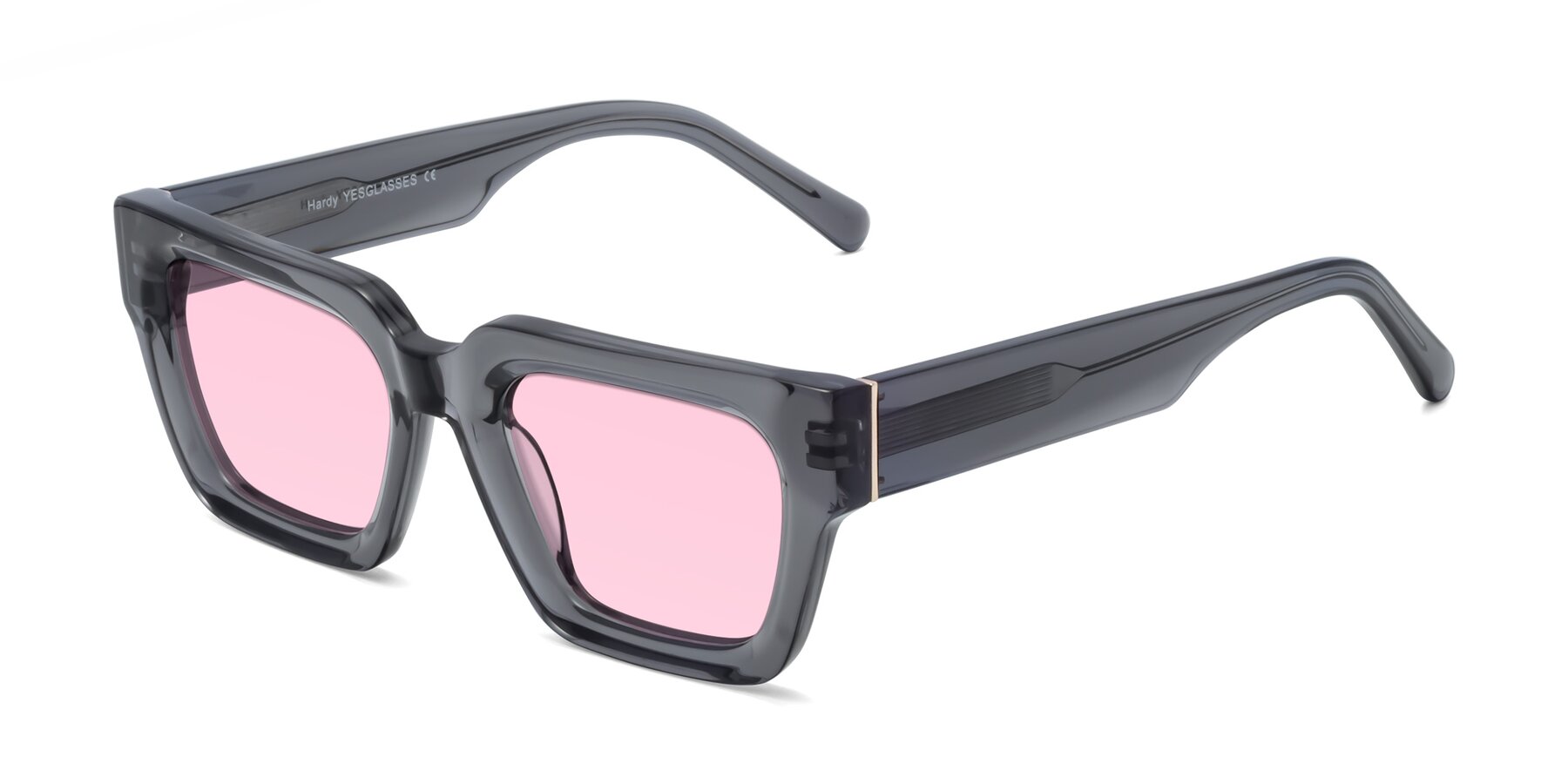 Angle of Hardy in Translucent Gray with Light Pink Tinted Lenses