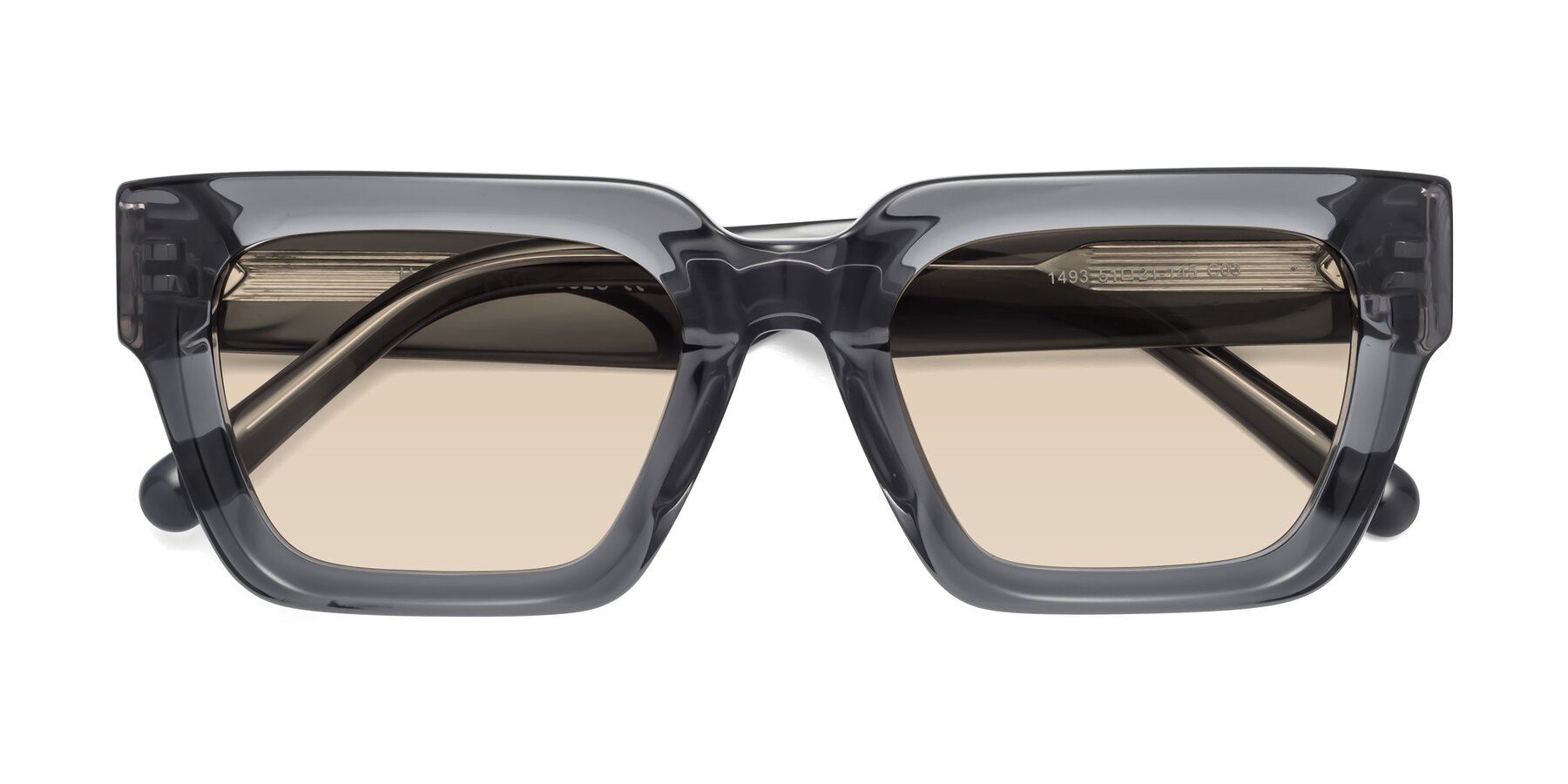 Folded Front of Hardy in Translucent Gray with Light Brown Tinted Lenses