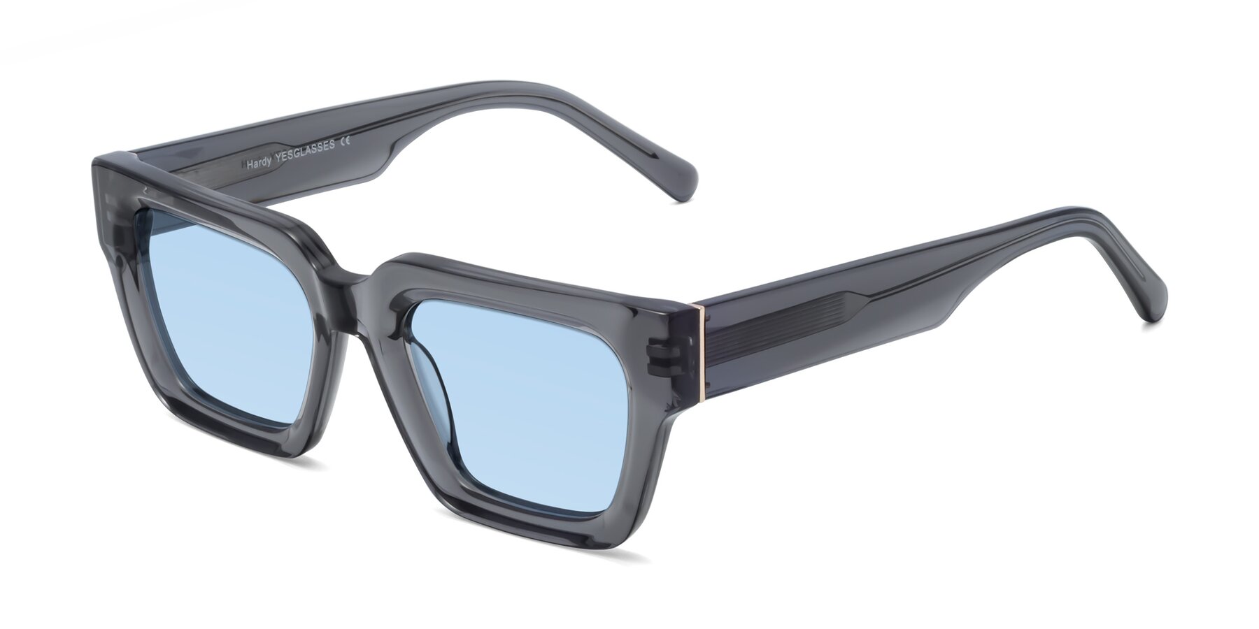 Angle of Hardy in Translucent Gray with Light Blue Tinted Lenses