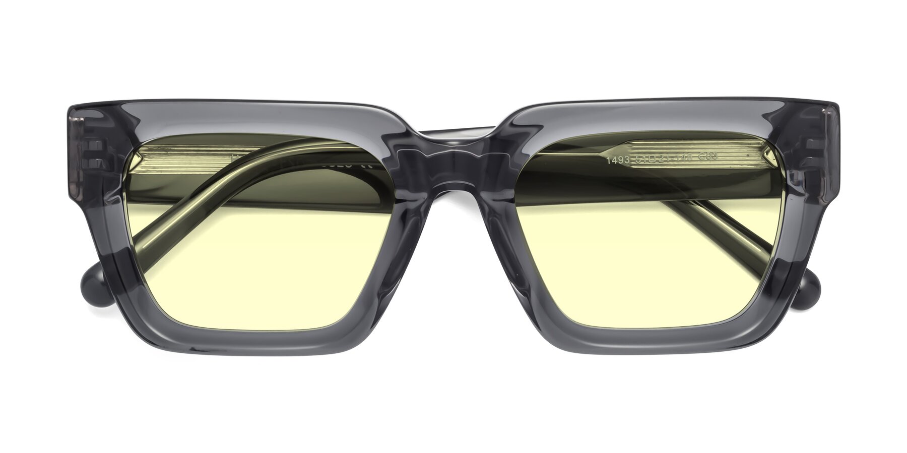 Folded Front of Hardy in Translucent Gray with Light Yellow Tinted Lenses