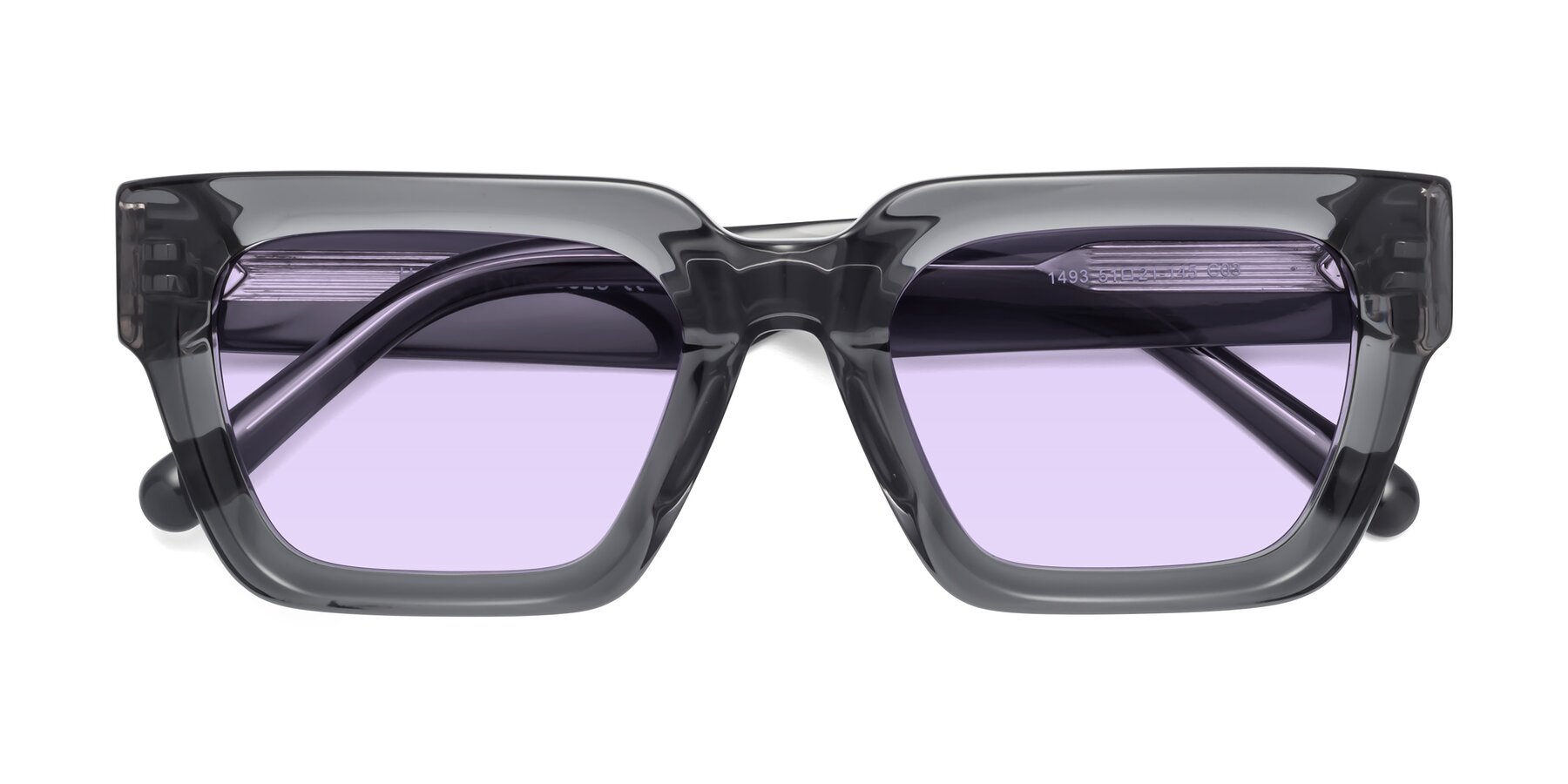 Folded Front of Hardy in Translucent Gray with Light Purple Tinted Lenses