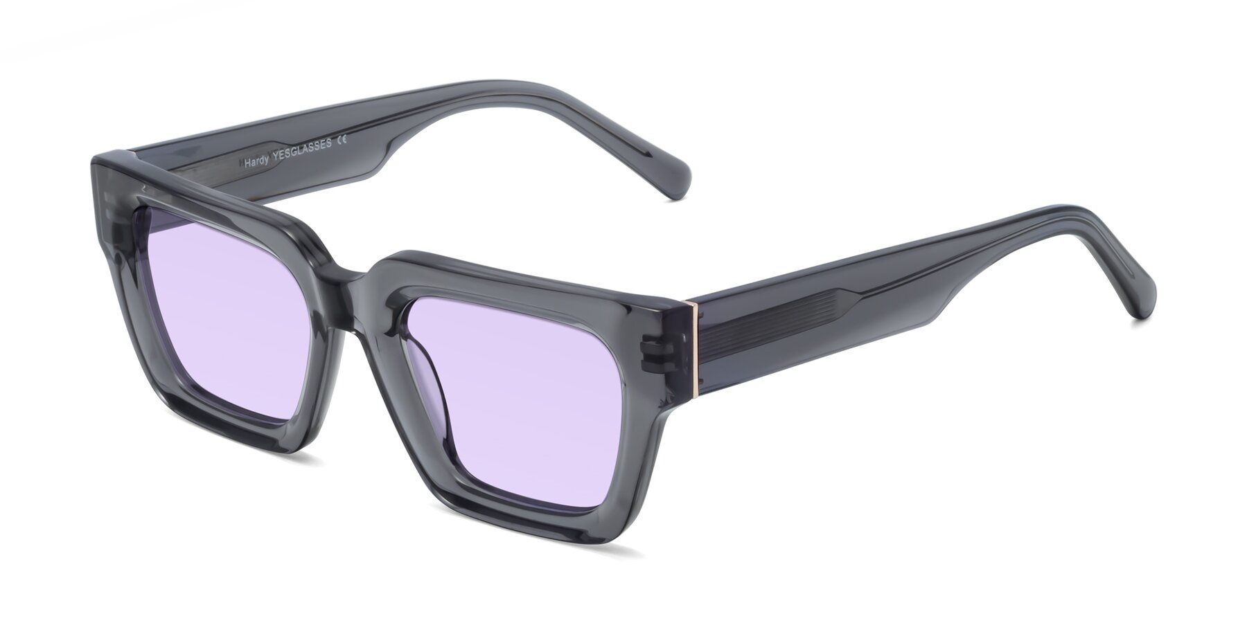 Angle of Hardy in Translucent Gray with Light Purple Tinted Lenses