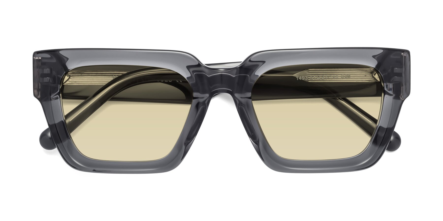 Folded Front of Hardy in Translucent Gray with Light Champagne Tinted Lenses