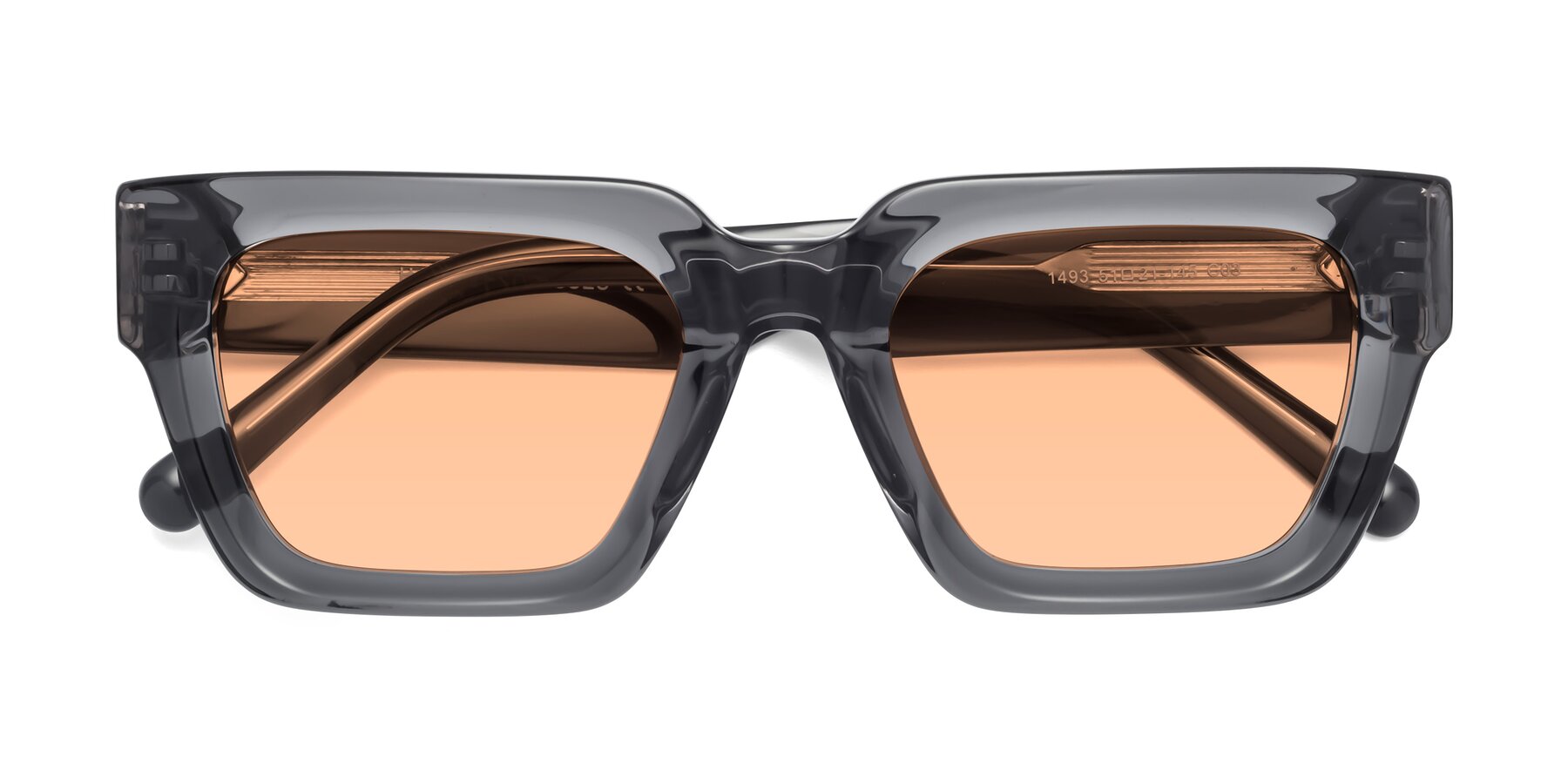 Folded Front of Hardy in Translucent Gray with Light Orange Tinted Lenses