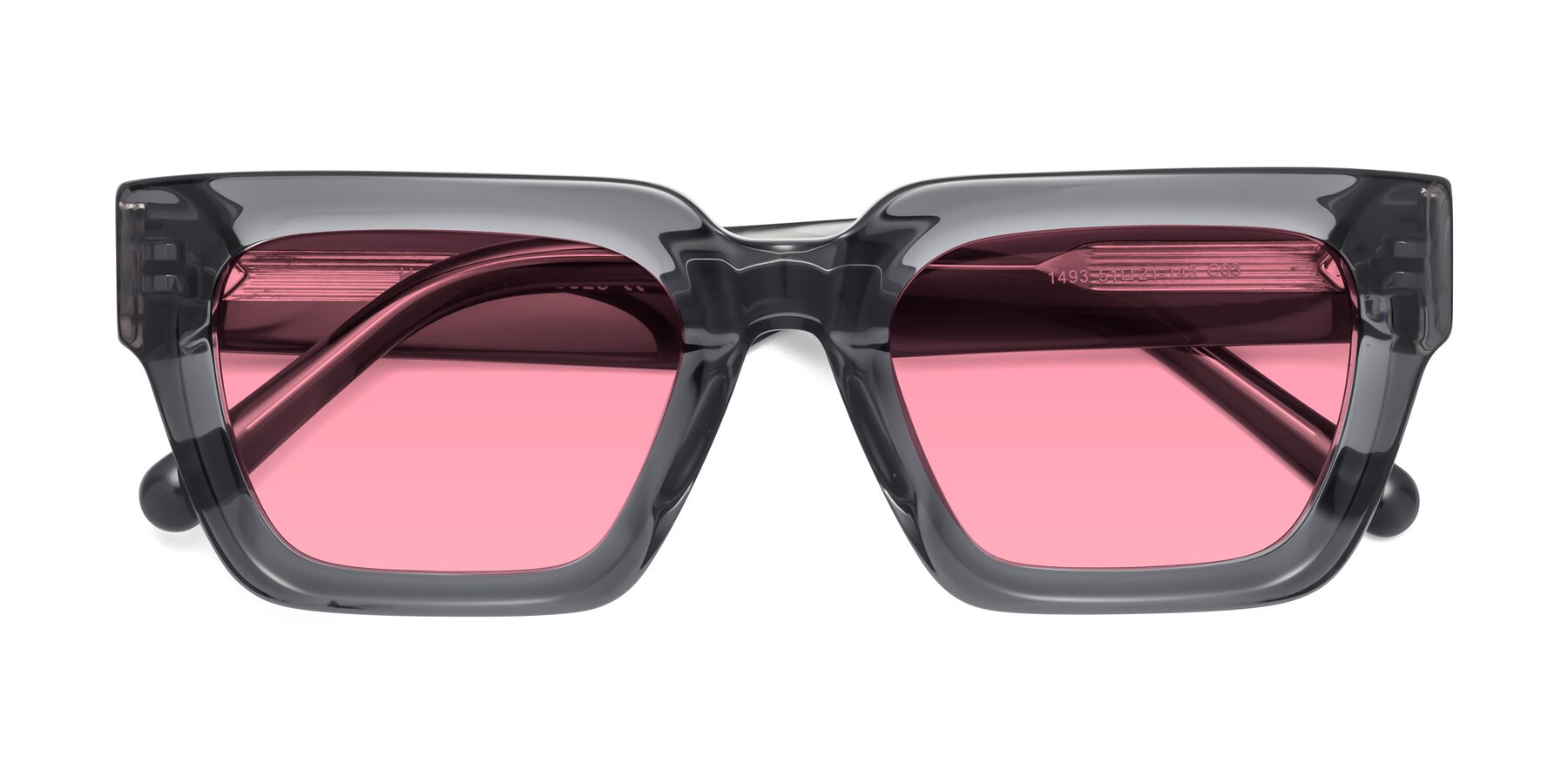 Folded Front of Hardy in Translucent Gray with Pink Tinted Lenses