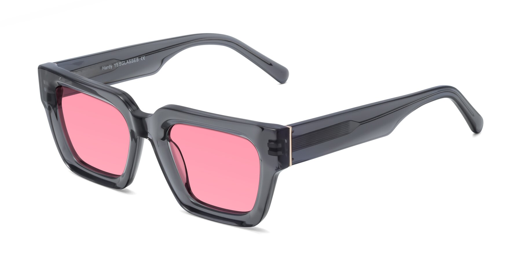 Angle of Hardy in Translucent Gray with Pink Tinted Lenses