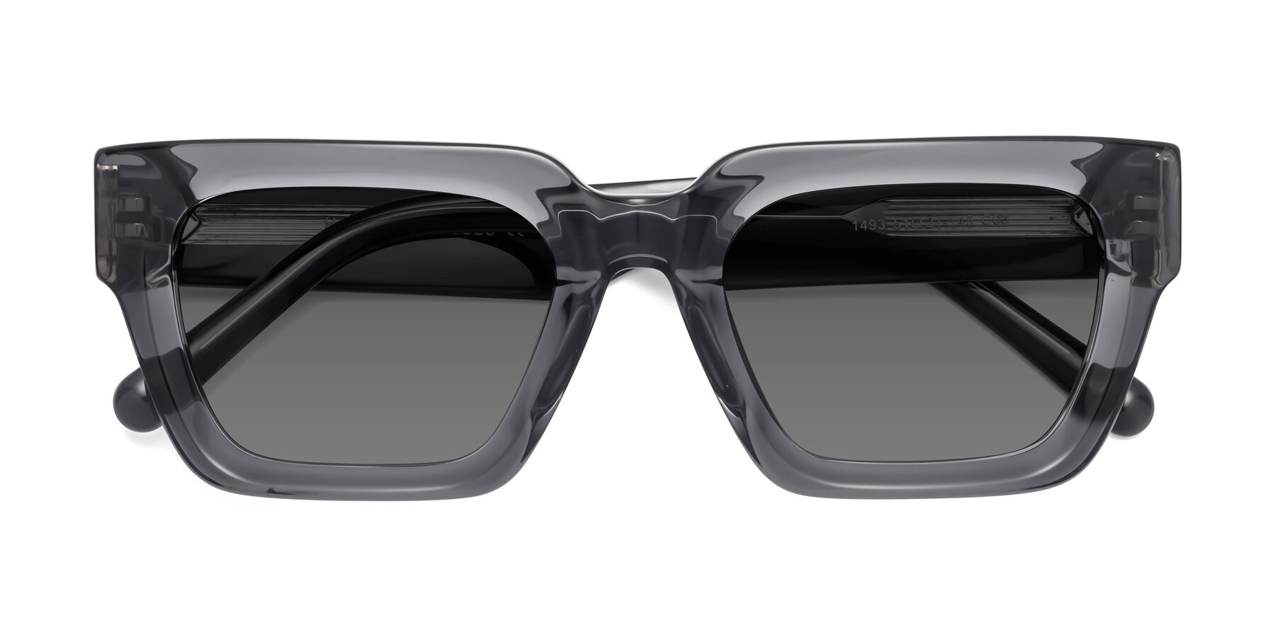 Folded Front of Hardy in Translucent Gray with Medium Gray Tinted Lenses