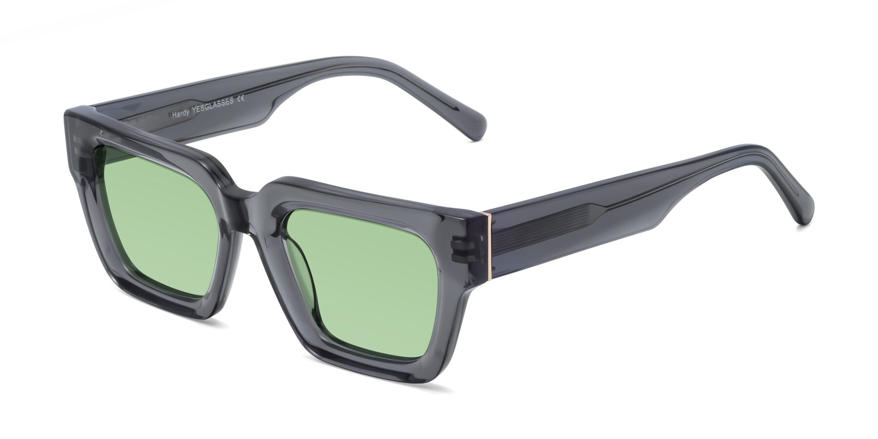 Angle of Hardy in Translucent Gray with Medium Green Tinted Lenses