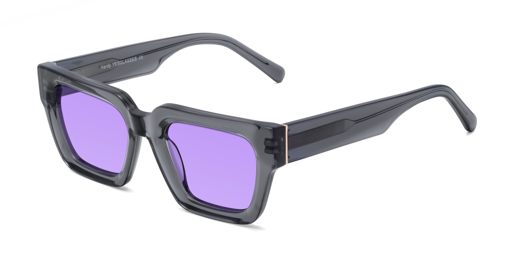 Angle of Hardy in Translucent Gray with Medium Purple Tinted Lenses
