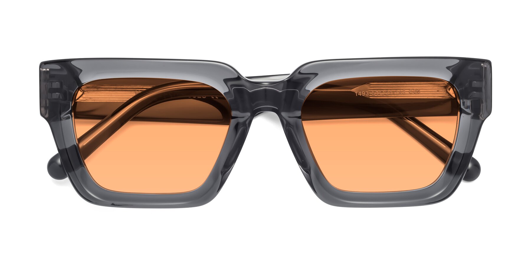 Folded Front of Hardy in Translucent Gray with Medium Orange Tinted Lenses