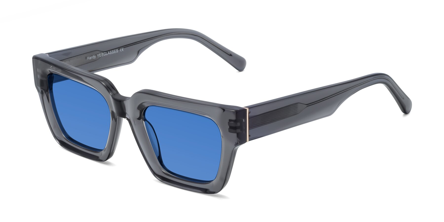 Angle of Hardy in Translucent Gray with Blue Tinted Lenses