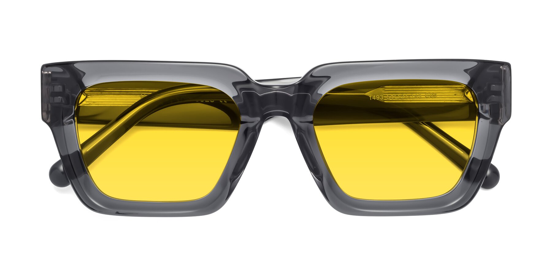 Folded Front of Hardy in Translucent Gray with Yellow Tinted Lenses