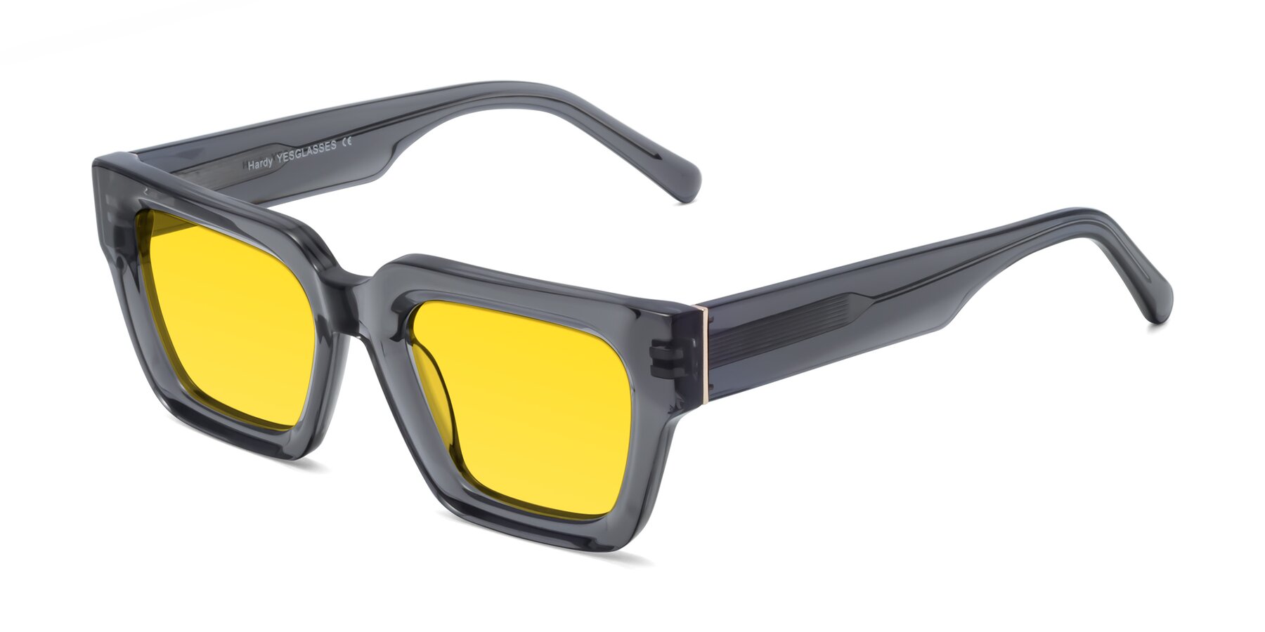 Angle of Hardy in Translucent Gray with Yellow Tinted Lenses
