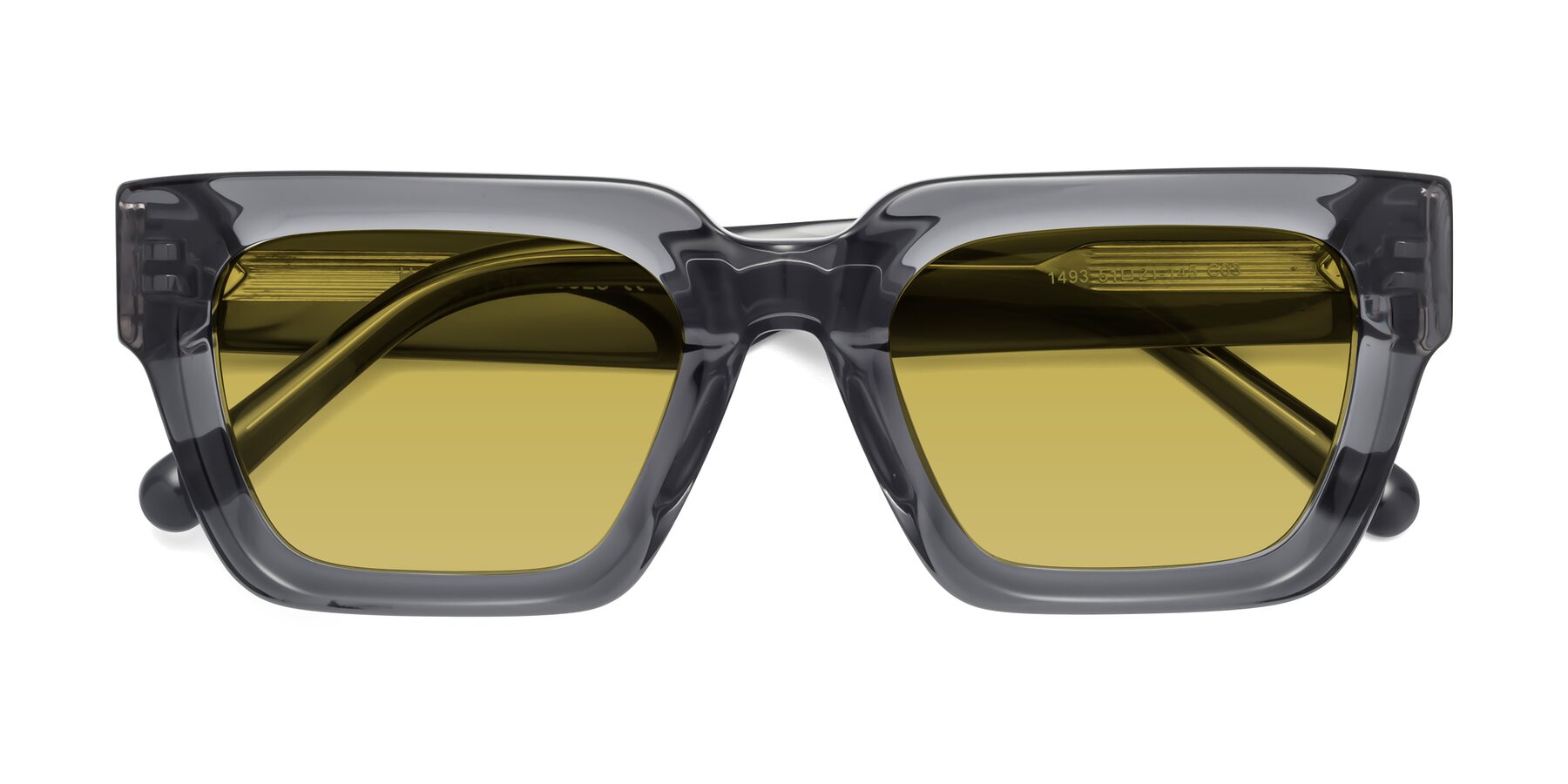 Folded Front of Hardy in Translucent Gray with Champagne Tinted Lenses