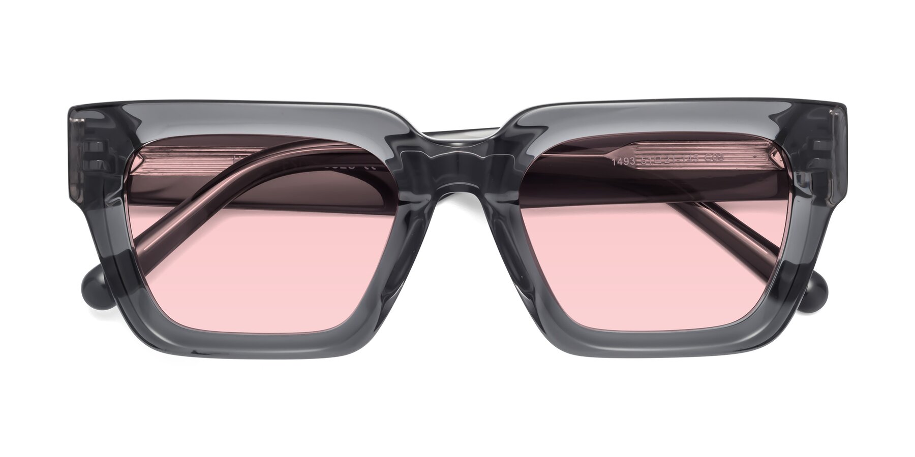 Folded Front of Hardy in Translucent Gray with Light Garnet Tinted Lenses