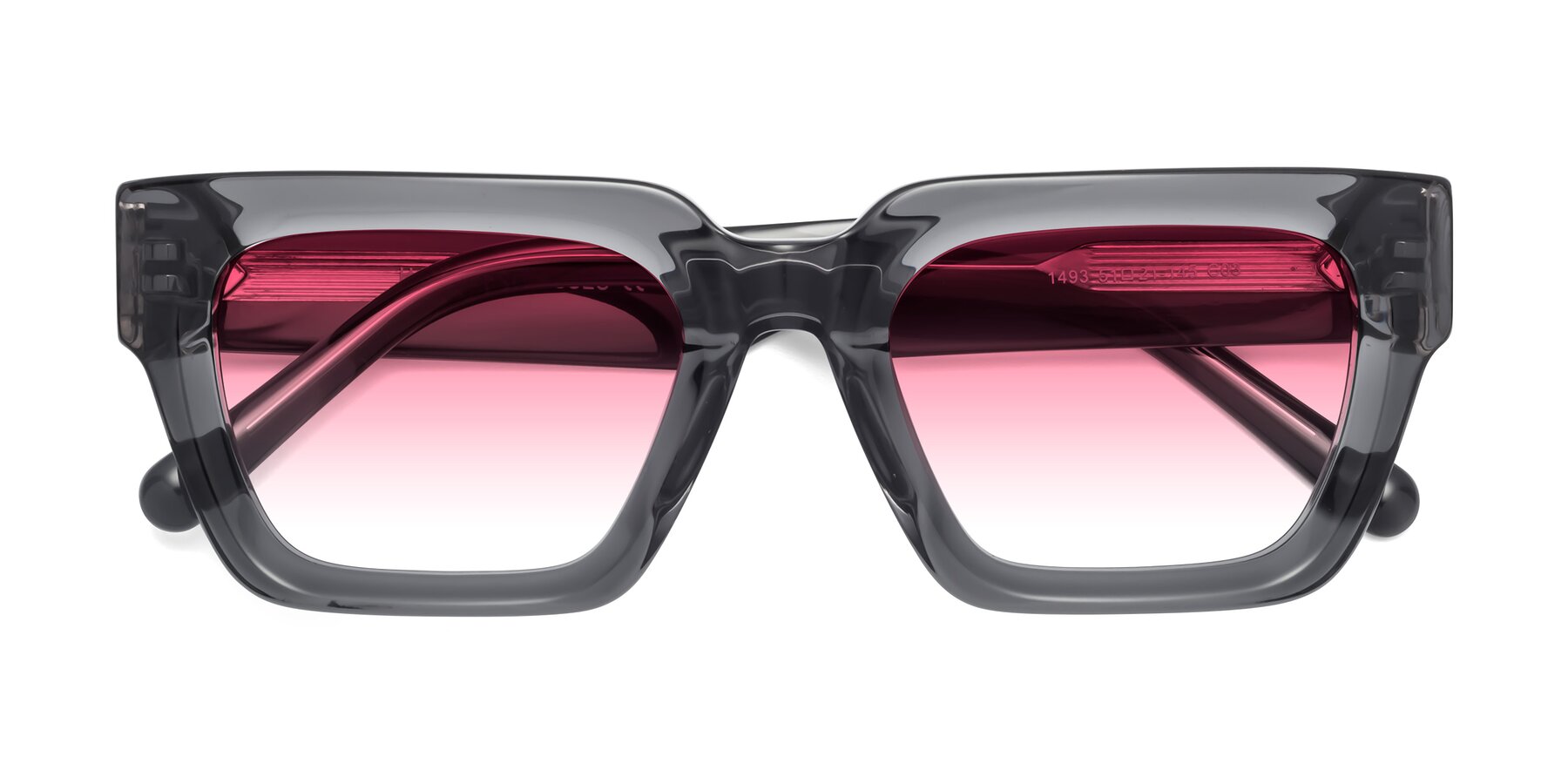 Folded Front of Hardy in Translucent Gray with Pink Gradient Lenses