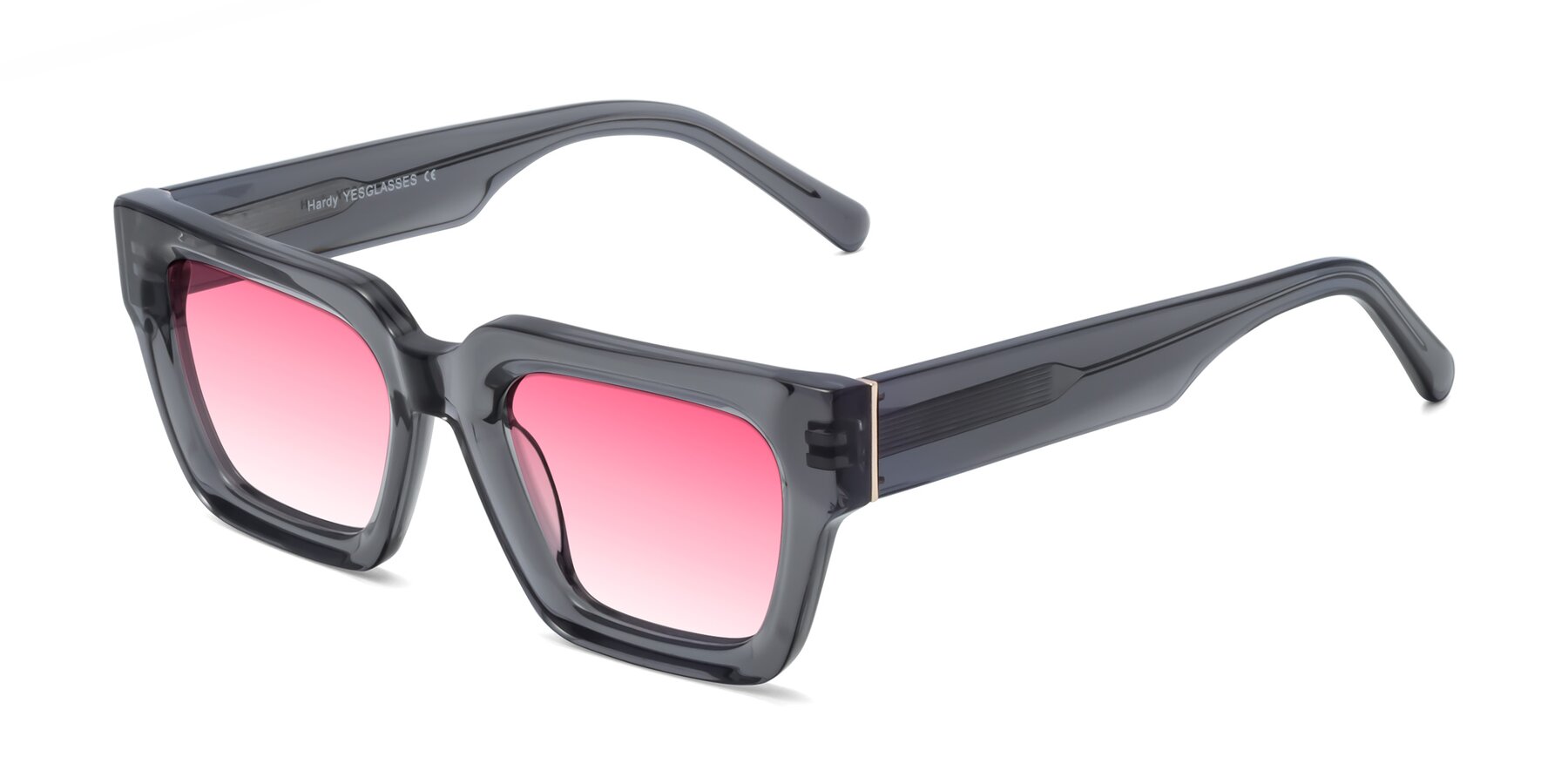 Angle of Hardy in Translucent Gray with Pink Gradient Lenses