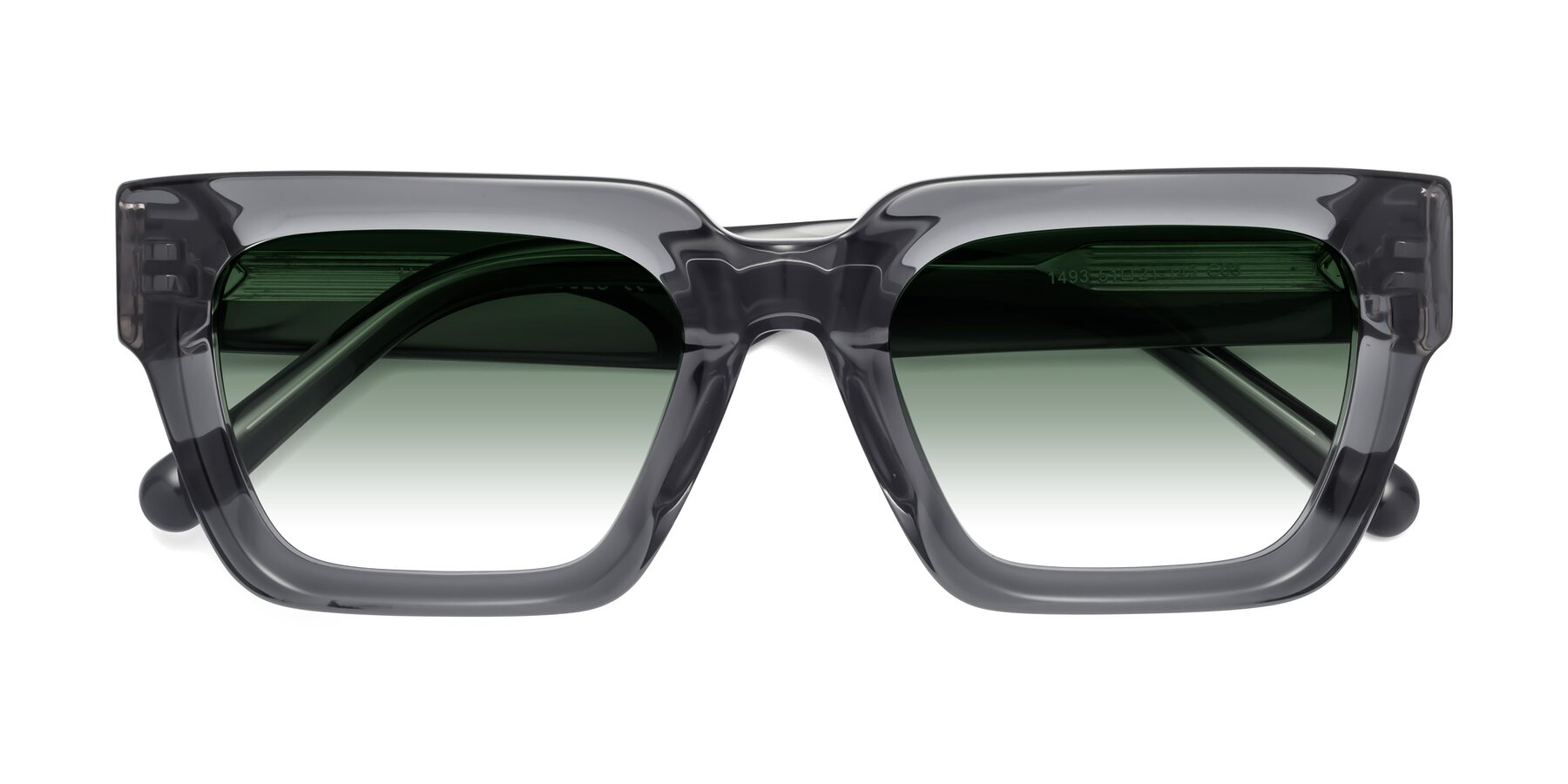 Folded Front of Hardy in Translucent Gray with Green Gradient Lenses
