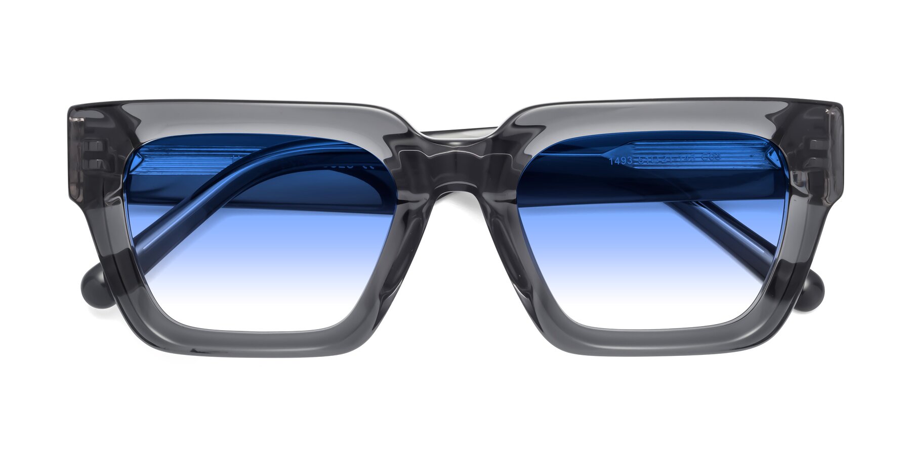 Folded Front of Hardy in Translucent Gray with Blue Gradient Lenses