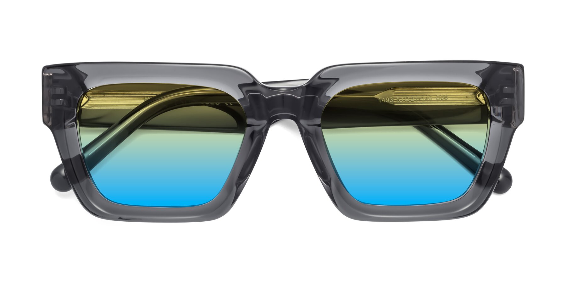 Folded Front of Hardy in Translucent Gray with Yellow / Blue Gradient Lenses