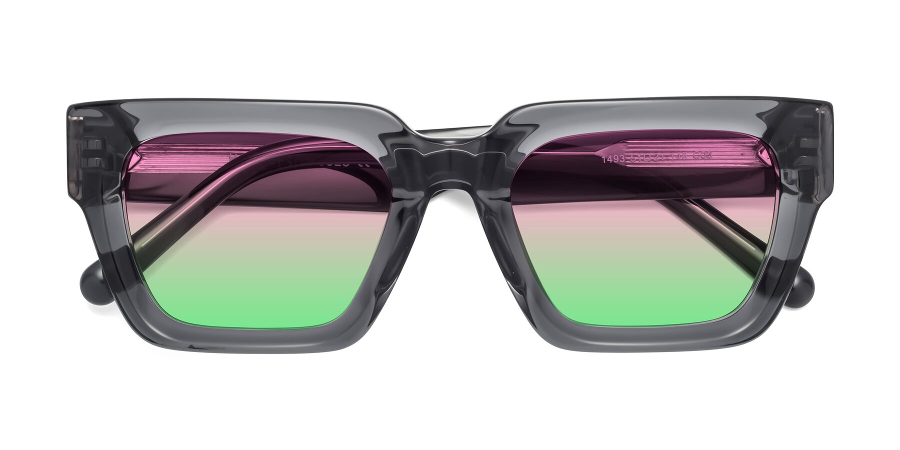 Folded Front of Hardy in Translucent Gray with Pink / Green Gradient Lenses