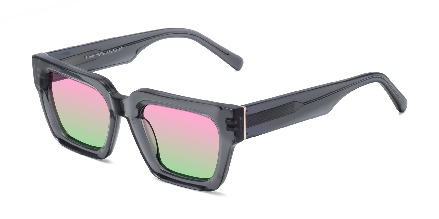 Angle of Hardy in Translucent Gray with Pink / Green Gradient Lenses