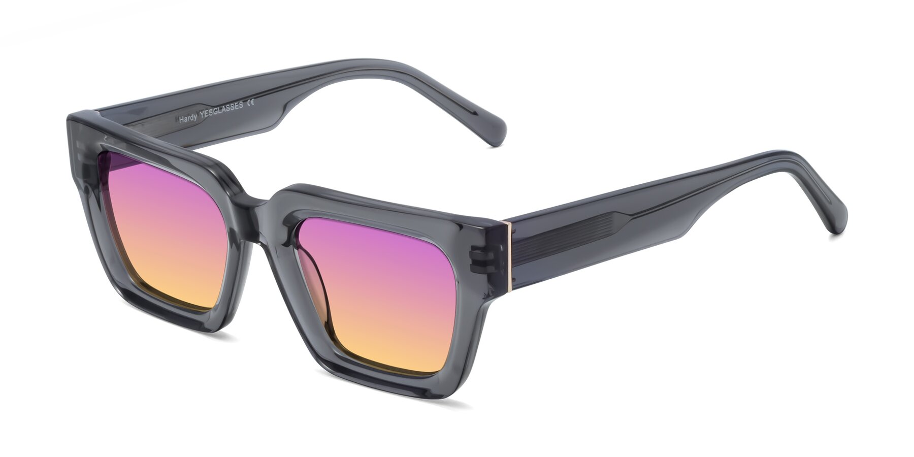 Angle of Hardy in Translucent Gray with Purple / Yellow Gradient Lenses