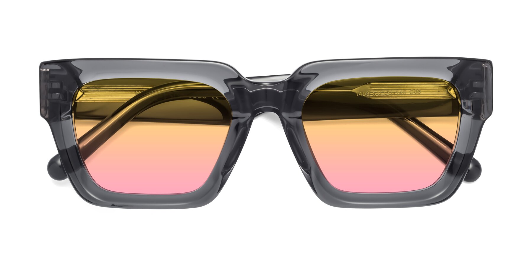 Folded Front of Hardy in Translucent Gray with Yellow / Pink Gradient Lenses
