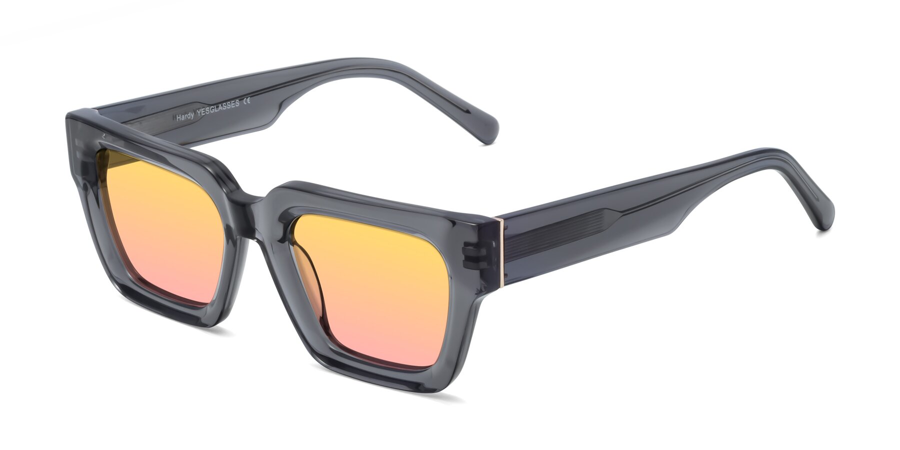 Angle of Hardy in Translucent Gray with Yellow / Pink Gradient Lenses