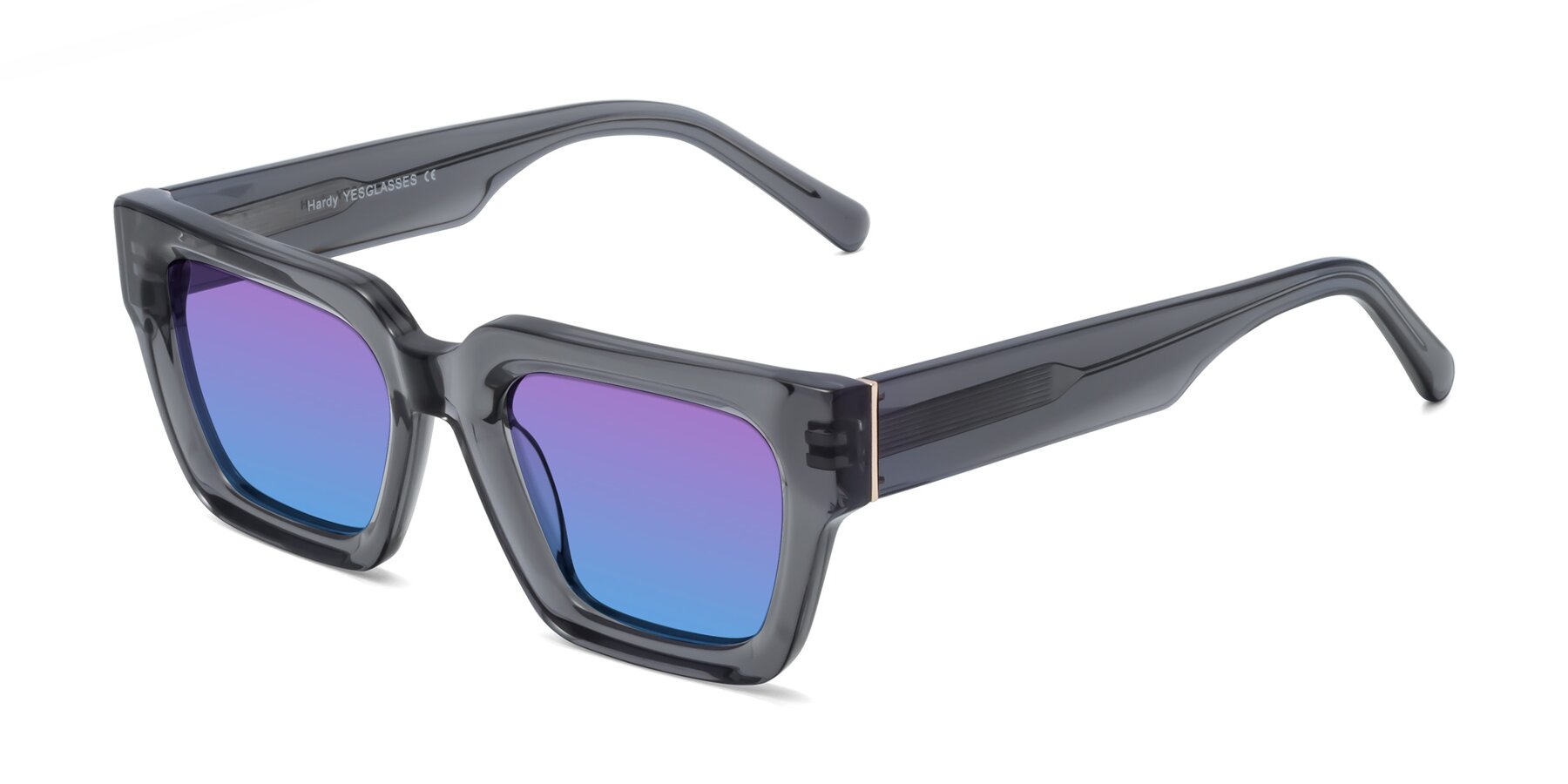 Angle of Hardy in Translucent Gray with Purple / Blue Gradient Lenses