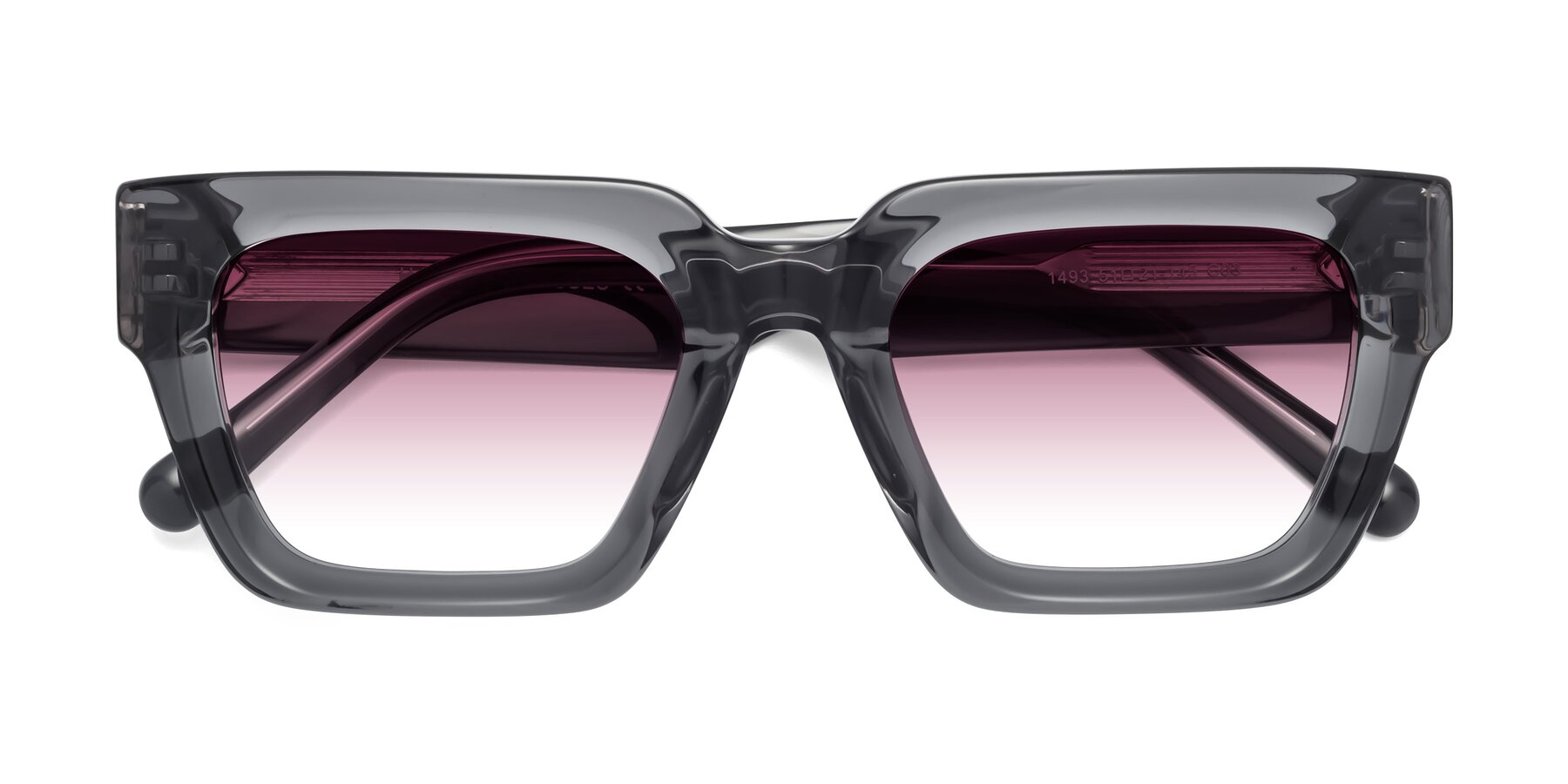 Folded Front of Hardy in Translucent Gray with Wine Gradient Lenses