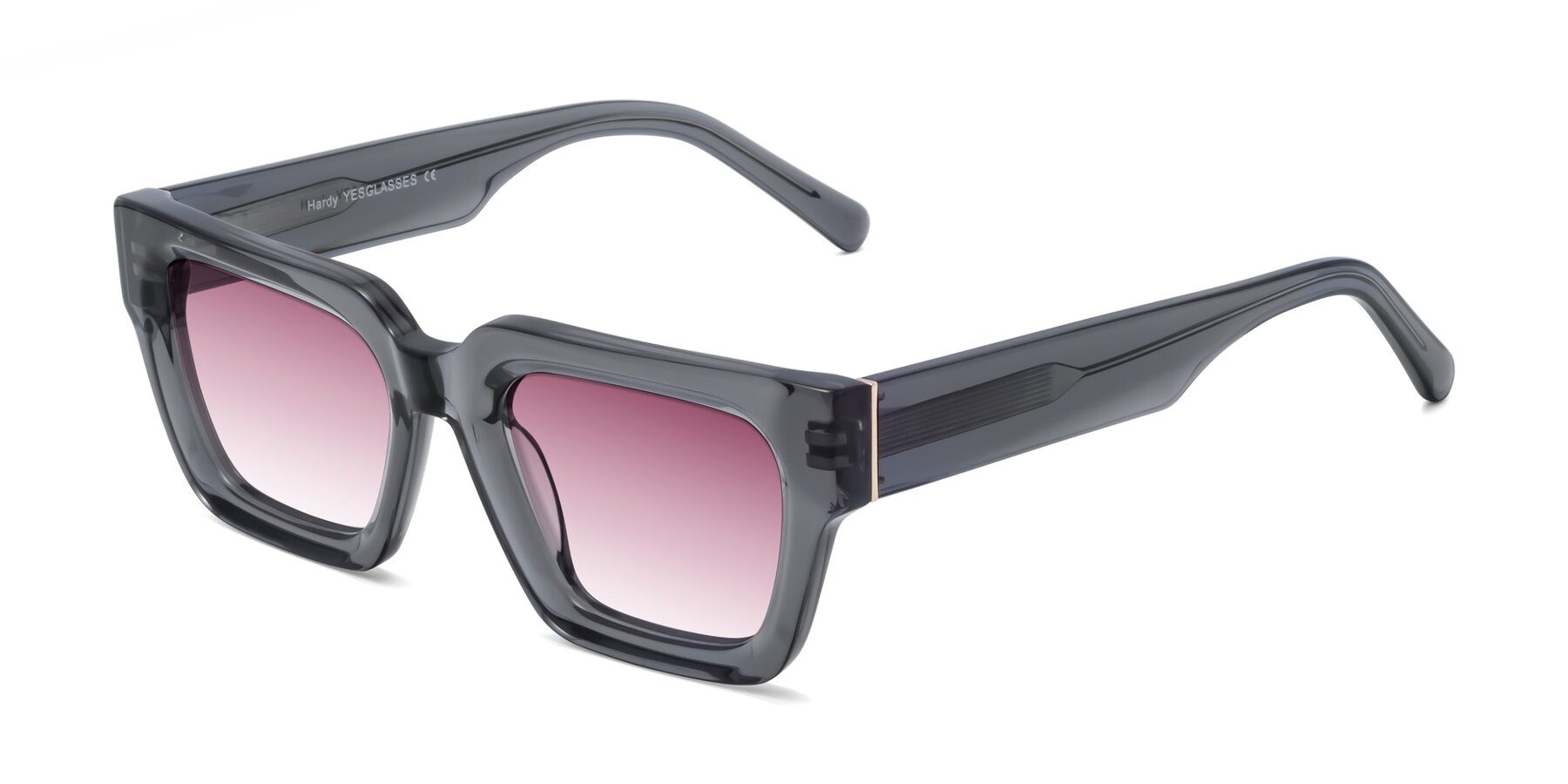 Angle of Hardy in Translucent Gray with Wine Gradient Lenses