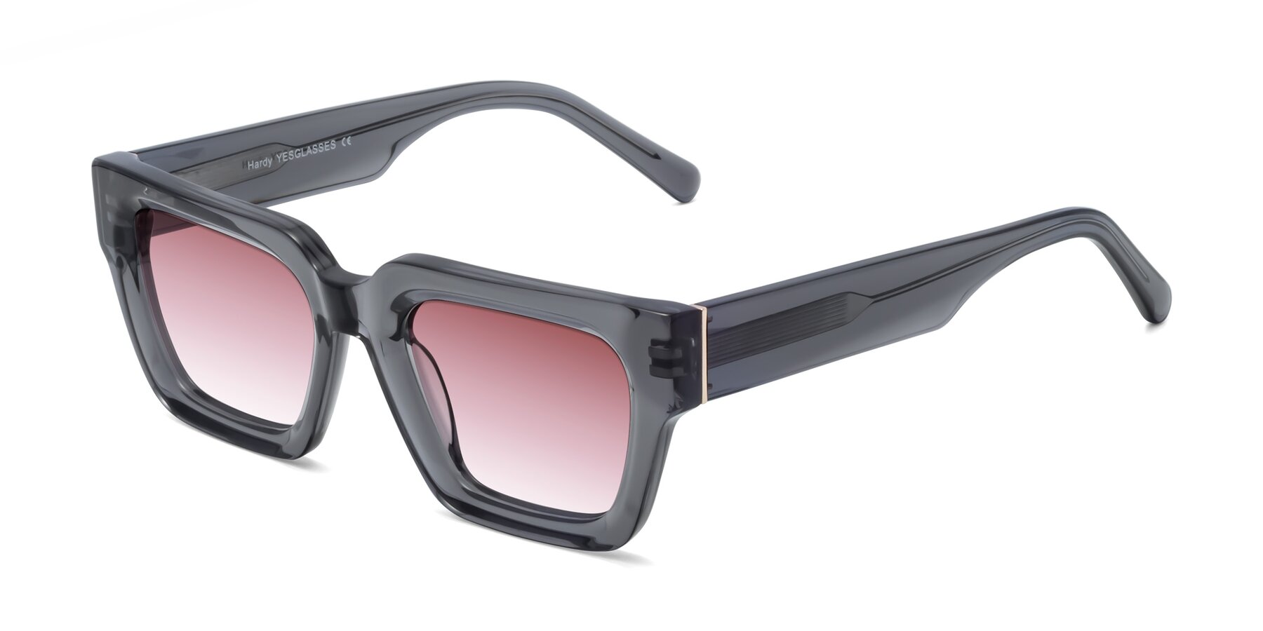 Angle of Hardy in Translucent Gray with Garnet Gradient Lenses