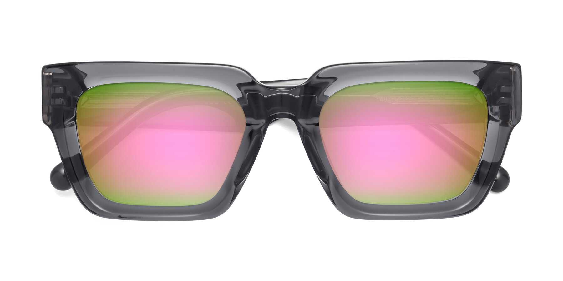 Folded Front of Hardy in Translucent Gray with Pink Mirrored Lenses