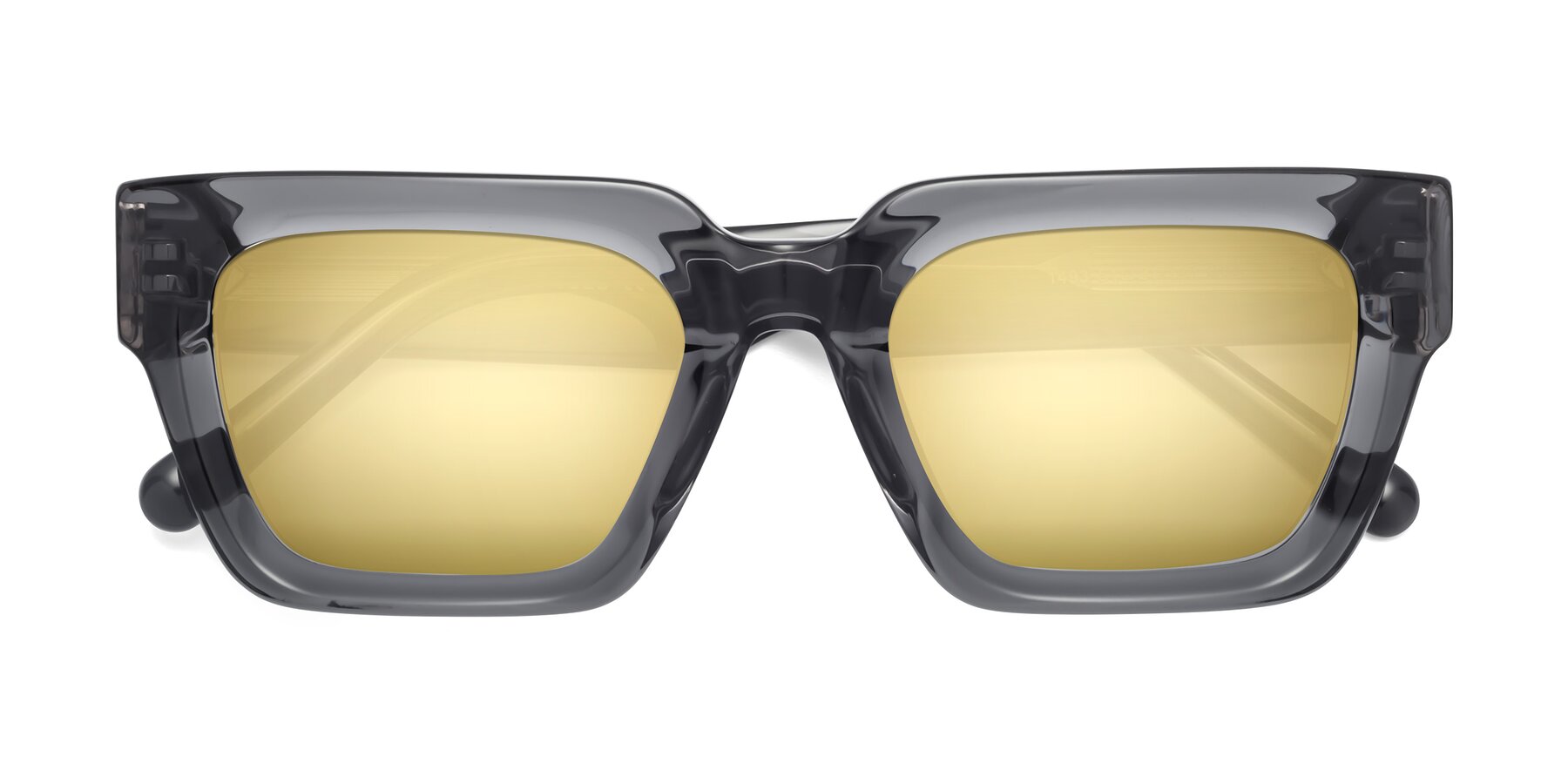 Folded Front of Hardy in Translucent Gray with Gold Mirrored Lenses