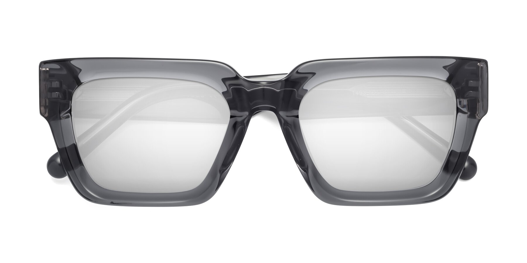 Folded Front of Hardy in Translucent Gray with Silver Mirrored Lenses