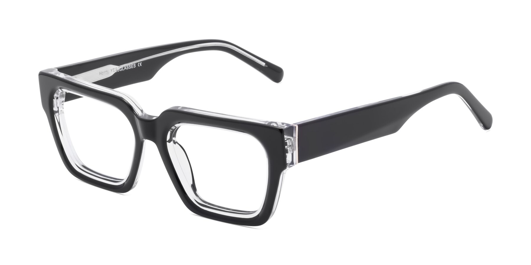 Angle of Hardy in Black-Clear with Clear Eyeglass Lenses