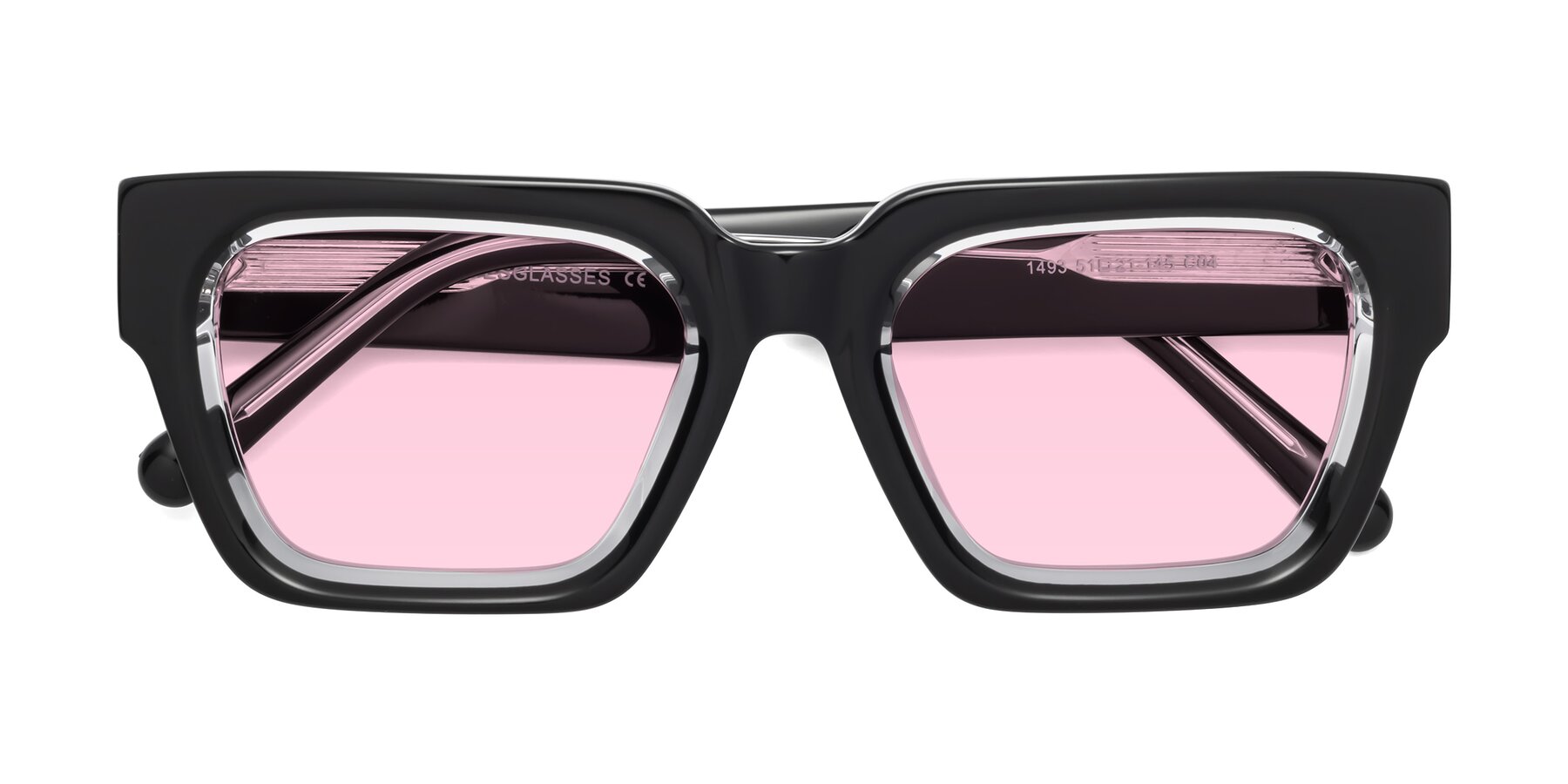 Folded Front of Hardy in Black-Clear with Light Pink Tinted Lenses