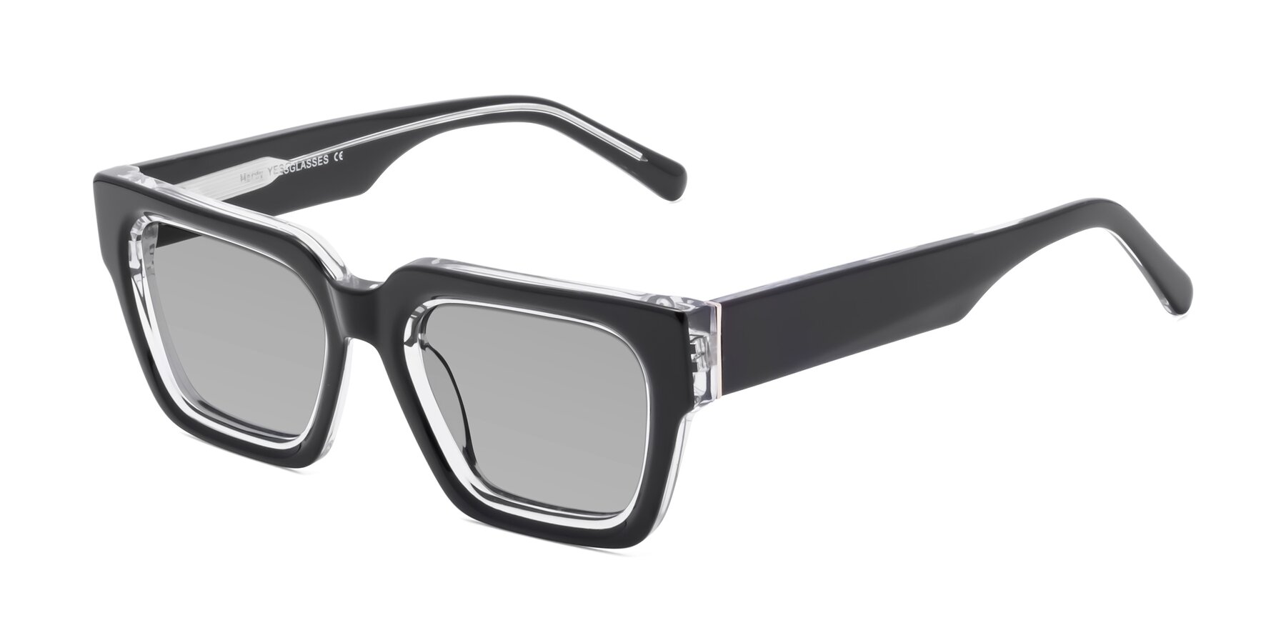 Angle of Hardy in Black-Clear with Light Gray Tinted Lenses