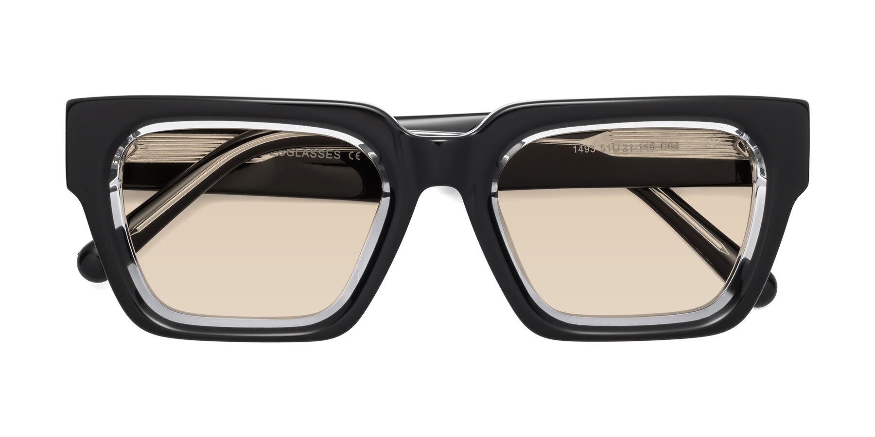 Folded Front of Hardy in Black-Clear with Light Brown Tinted Lenses