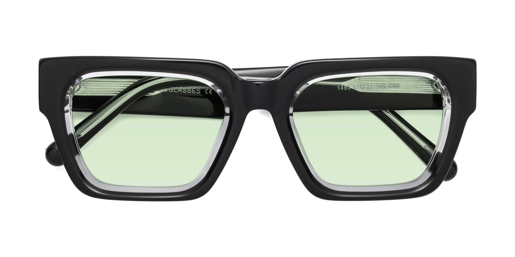 Folded Front of Hardy in Black-Clear with Light Green Tinted Lenses